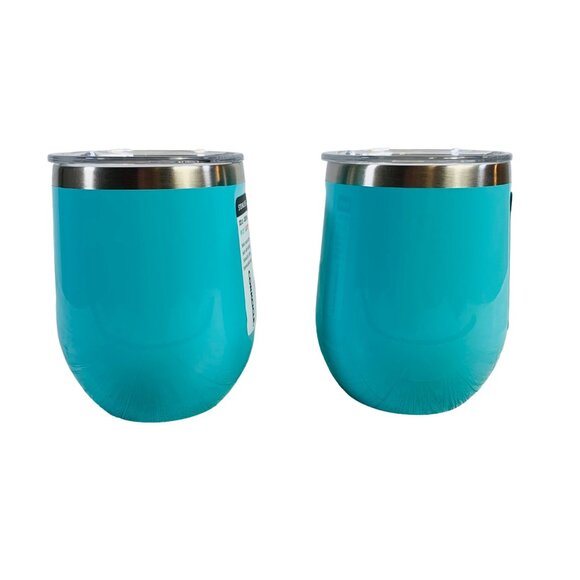 Corkcicle Stemless Wine Glass Tumbler 12 oz Cup Set of 2 Mug Tiffany Blue Lid - Picture 7 of 13